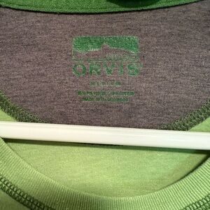 Orvis Lime Green and Gray Crew Neck Tee